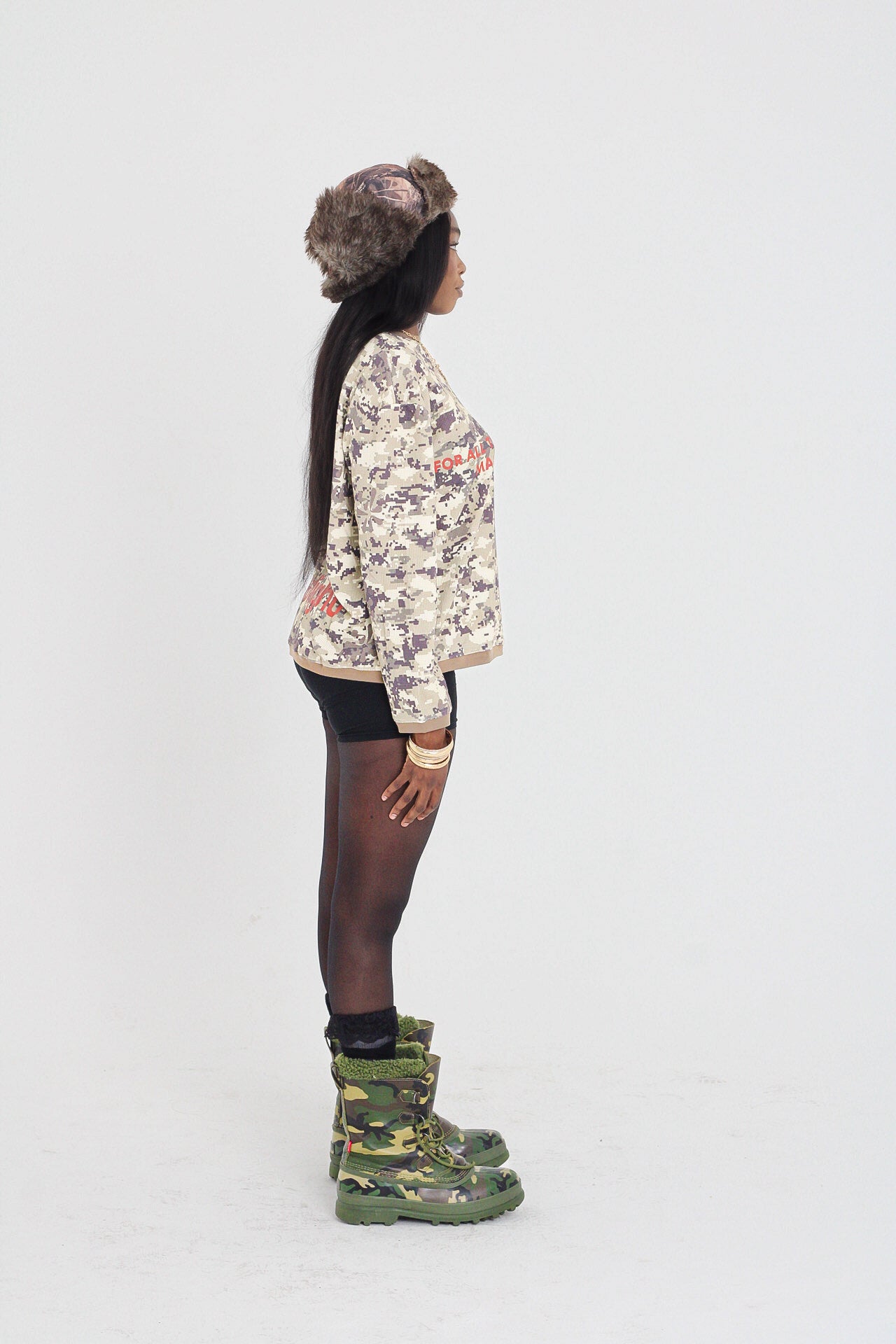 Military camo long sleeve tee